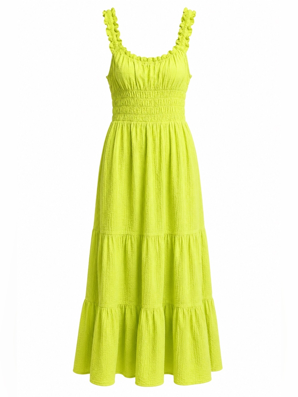 Urban Outfitters Chartreuse Textured Tiered Maxi Dress XS